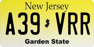 NJ license plate A39VRR