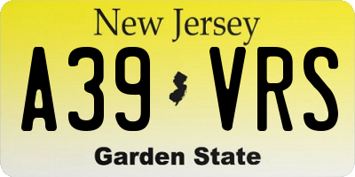 NJ license plate A39VRS