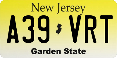 NJ license plate A39VRT
