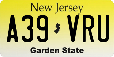 NJ license plate A39VRU