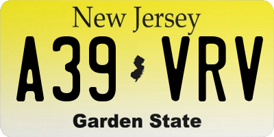 NJ license plate A39VRV