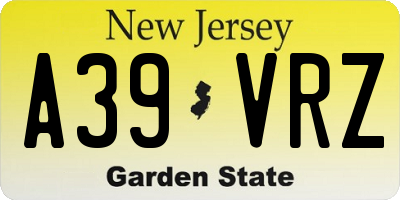 NJ license plate A39VRZ