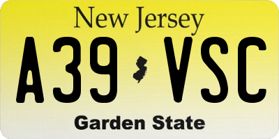 NJ license plate A39VSC