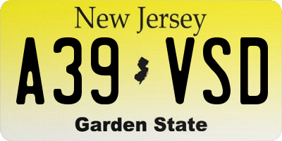 NJ license plate A39VSD