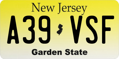 NJ license plate A39VSF