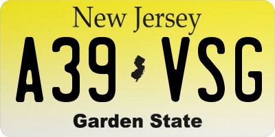 NJ license plate A39VSG