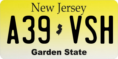 NJ license plate A39VSH