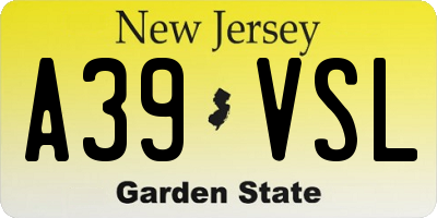 NJ license plate A39VSL