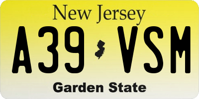 NJ license plate A39VSM