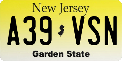NJ license plate A39VSN