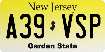 NJ license plate A39VSP