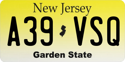 NJ license plate A39VSQ