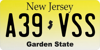 NJ license plate A39VSS