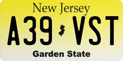 NJ license plate A39VST