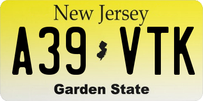 NJ license plate A39VTK