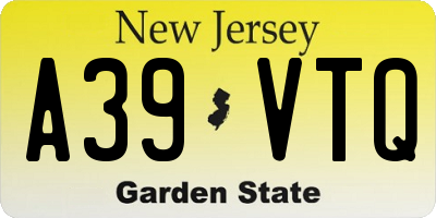 NJ license plate A39VTQ