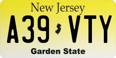 NJ license plate A39VTY