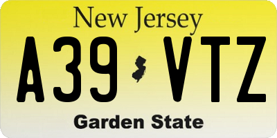 NJ license plate A39VTZ