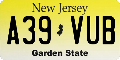 NJ license plate A39VUB