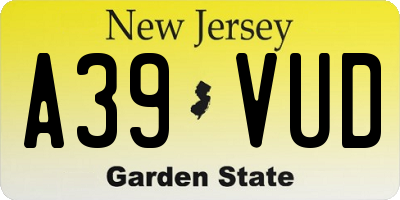 NJ license plate A39VUD
