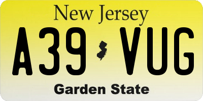 NJ license plate A39VUG