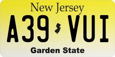 NJ license plate A39VUI