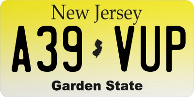NJ license plate A39VUP