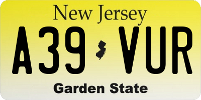 NJ license plate A39VUR
