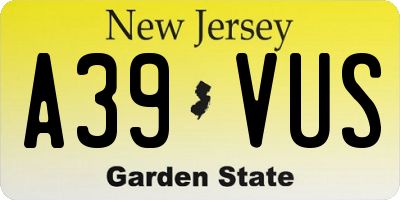 NJ license plate A39VUS