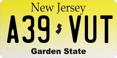 NJ license plate A39VUT