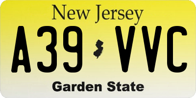 NJ license plate A39VVC