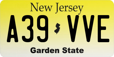 NJ license plate A39VVE
