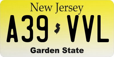 NJ license plate A39VVL