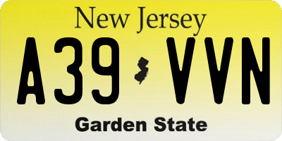 NJ license plate A39VVN