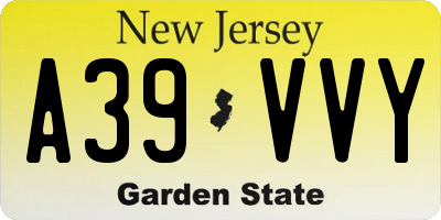 NJ license plate A39VVY