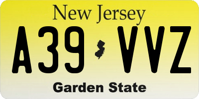 NJ license plate A39VVZ
