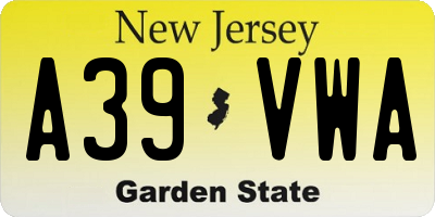 NJ license plate A39VWA