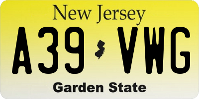 NJ license plate A39VWG