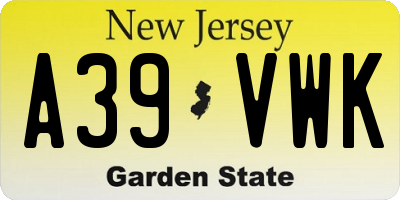 NJ license plate A39VWK