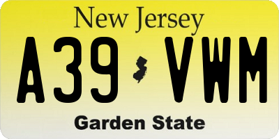 NJ license plate A39VWM