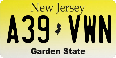 NJ license plate A39VWN