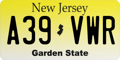 NJ license plate A39VWR