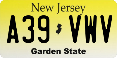NJ license plate A39VWV