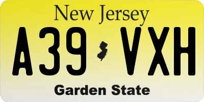 NJ license plate A39VXH