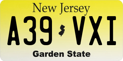NJ license plate A39VXI