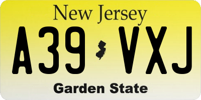 NJ license plate A39VXJ