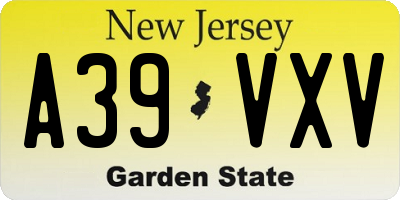 NJ license plate A39VXV