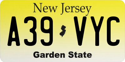 NJ license plate A39VYC