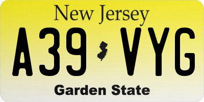 NJ license plate A39VYG