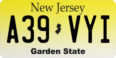 NJ license plate A39VYI